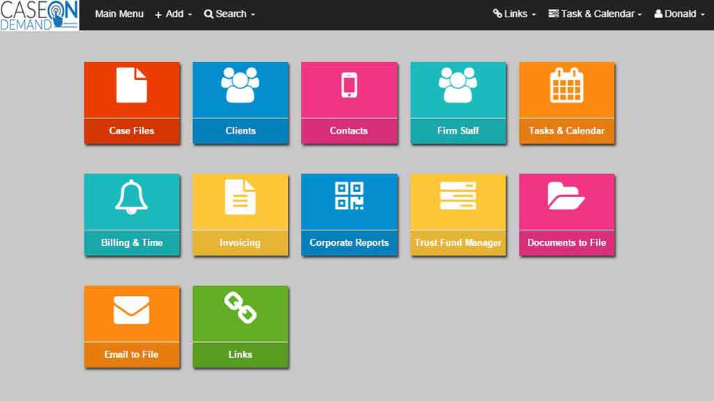 Case-on-demand case management software homepage